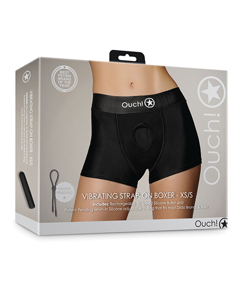 Shots Ouch Vibrating Strap On Boxer - Black Xs/S