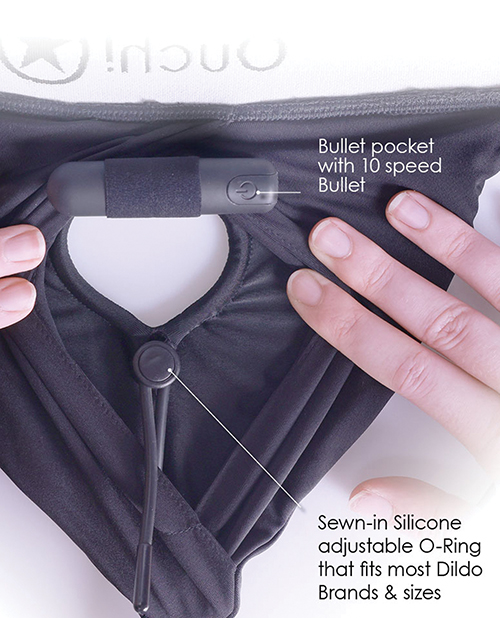 Shots Ouch Vibrating Strap On Boxer - Black Xs/S