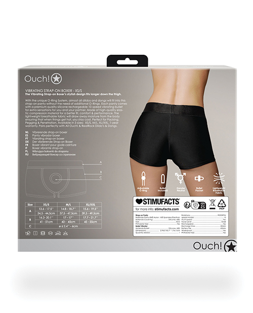 Shots Ouch Vibrating Strap On Boxer - Black Xs/S