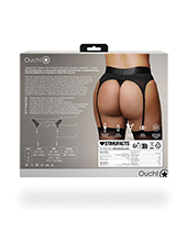 Shots Ouch Vibrating Strap On Thong With Adjustable Garters - Black Xl/Xxl