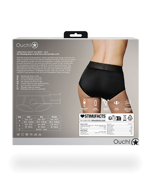 Shots Ouch Vibrating Strap On Brief - Black Xs/S