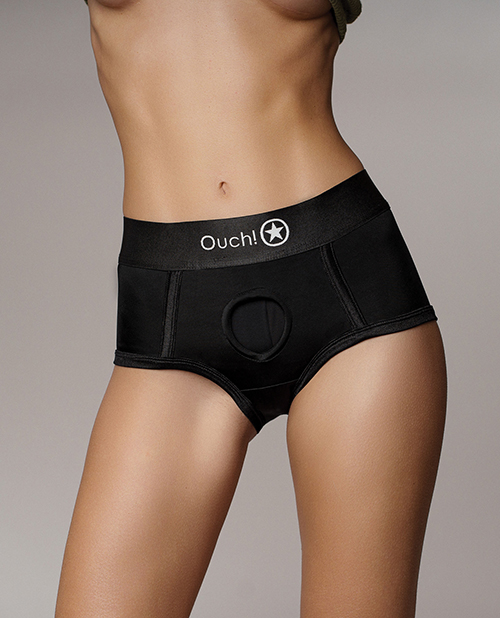 Shots Ouch Vibrating Strap On Brief - Black Xs/S