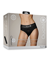 Shots Ouch Vibrating Strap On High-Cut Brief - Black Xs/S