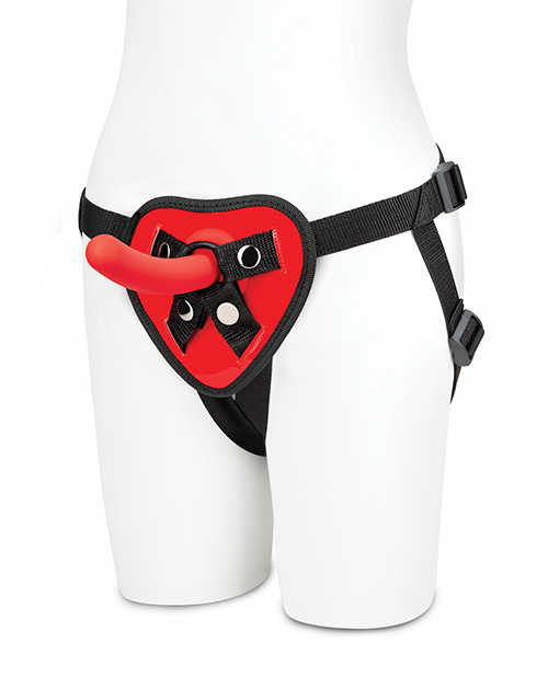 Lux Fetish 5" Dildo With Red Heart Strap On Harness Set