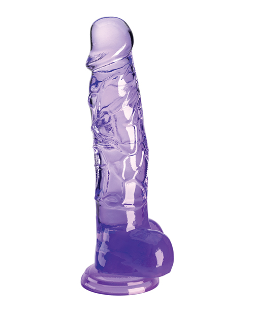 King Cock Clear 8" Cock With Balls - Purple