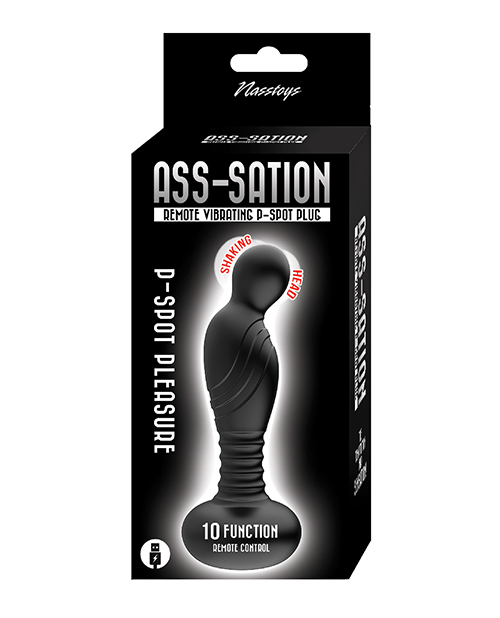 Ass-Sation Remote Vibrating P Spot Plug - Black