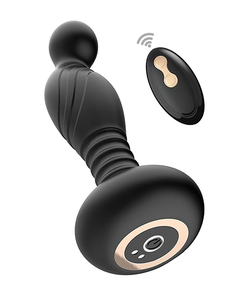 Ass-Sation Remote Vibrating P Spot Plug - Black