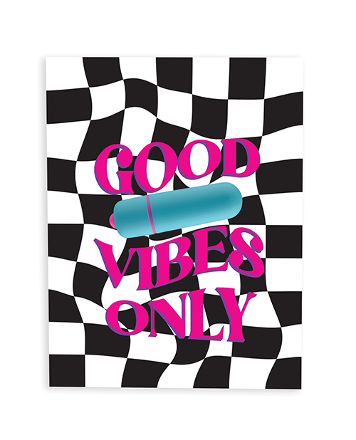 Good Vibes Only Naughty Greeting Card With Rock Candy Vibrator & Fresh Vibes Towelettes