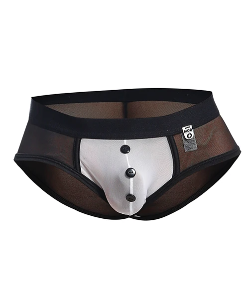 Male Basics Mob Maitre D Brief, Bow & French Cuffs Black/White Xl