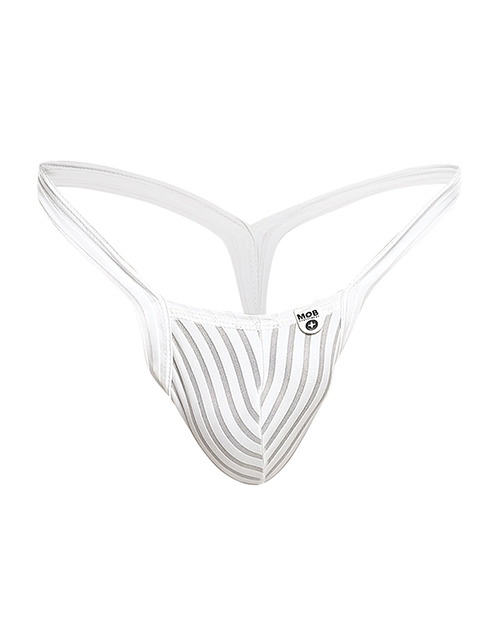 Male Basics Y Buns Thong White Sheer Xl