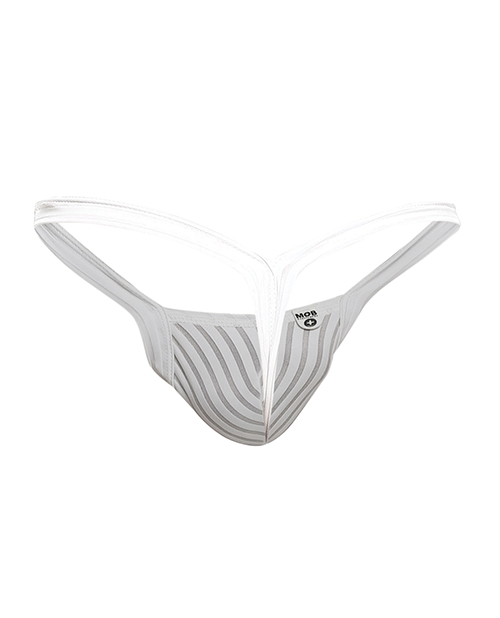 Male Basics Y Buns Thong White Sheer Xl