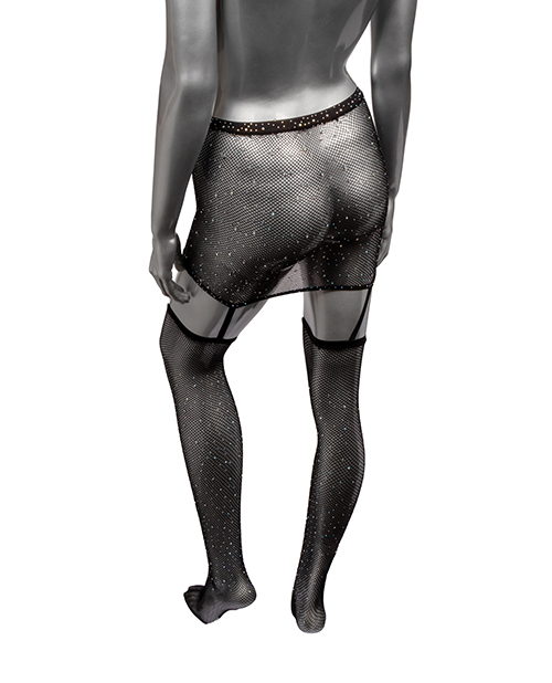 Radiance One Piece Garter Skirt With Thigh Highs - Black O/S