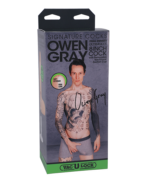 Doc Johnson Signature Cocks Ultraskyn 8" Cock With Removable Vac-U-Lock Suction Cup - Owen Grey