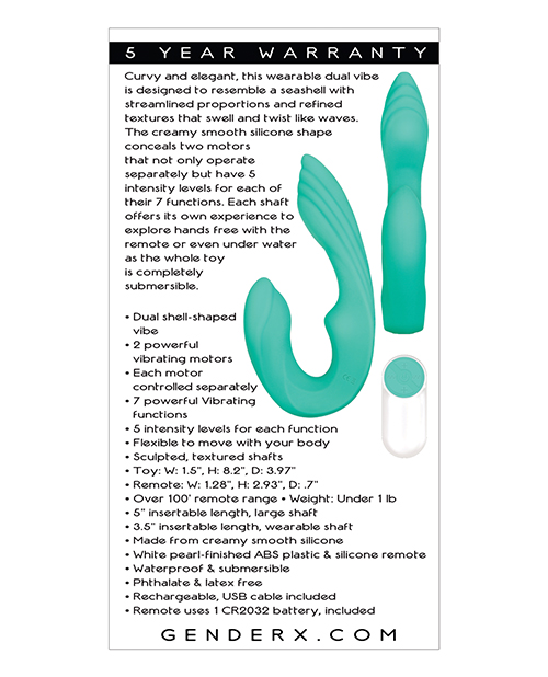 Gender X Strapless Strap On Seashell - Teal