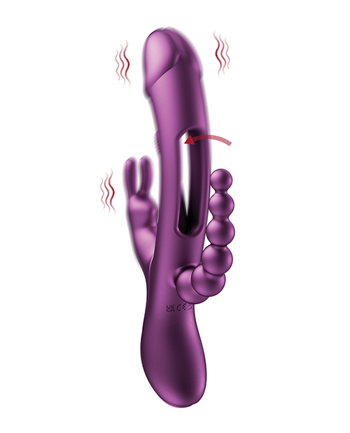 Trilux Kinky Finger Rabbit Vibrator With Anal Beads - Purple