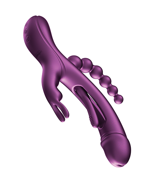 Trilux Kinky Finger Rabbit Vibrator With Anal Beads - Purple