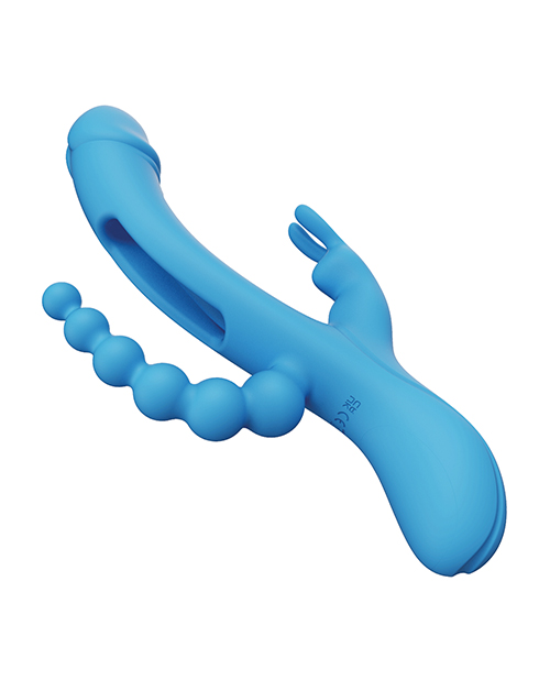Trilux Kinky Finger Rabbit Vibrator With Anal Beads - Blue