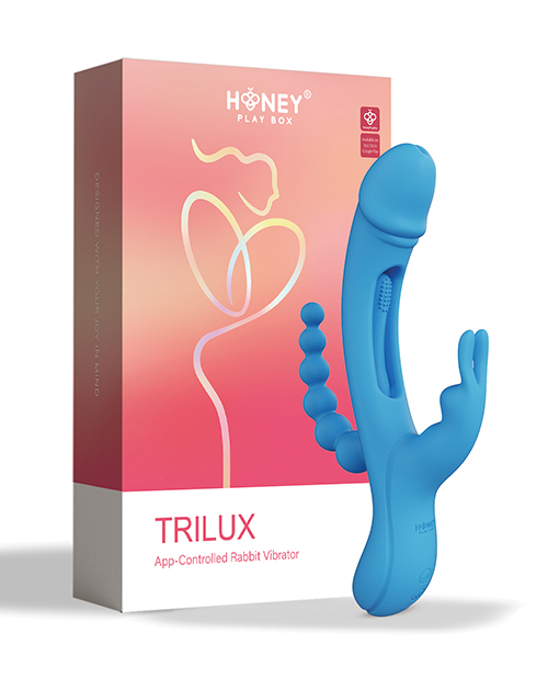 Trilux Kinky Finger Rabbit Vibrator With Anal Beads - Blue