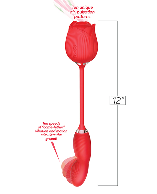Wild Rose Suction & Come Hither Vibrator - Red