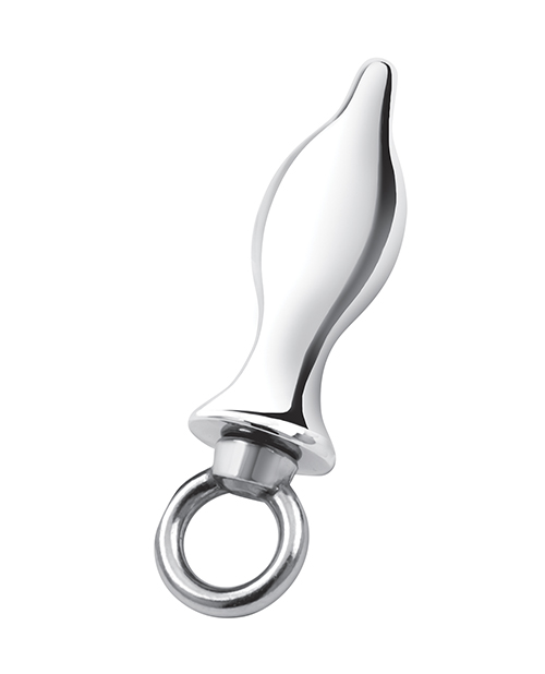 Blue Line 2.5" Stainless Steal Bling Tapered Butt Plug With Loop Hardware