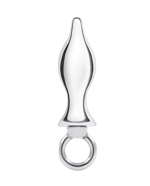 Blue Line 2.5" Stainless Steal Bling Tapered Butt Plug With Loop Hardware