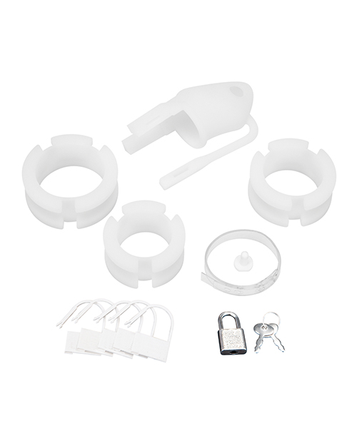 Blue Line 2" Silicone Cock Cage With Ball Divider Small - White