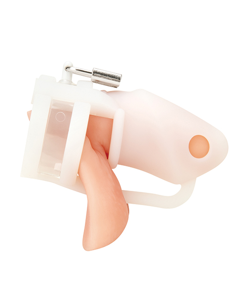 Blue Line 2" Silicone Cock Cage With Ball Divider Small - White