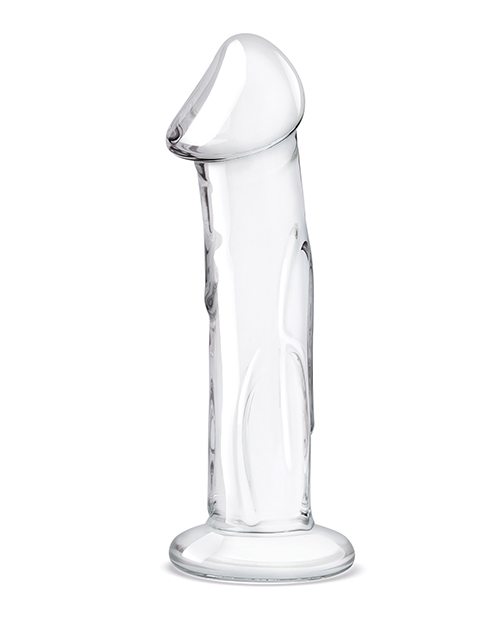 Glass 6" Dildo With Veins & Flat Base