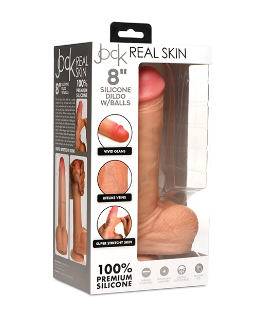 Curve Toys Jock Real Skin Silicone 8" Dildo With Balls