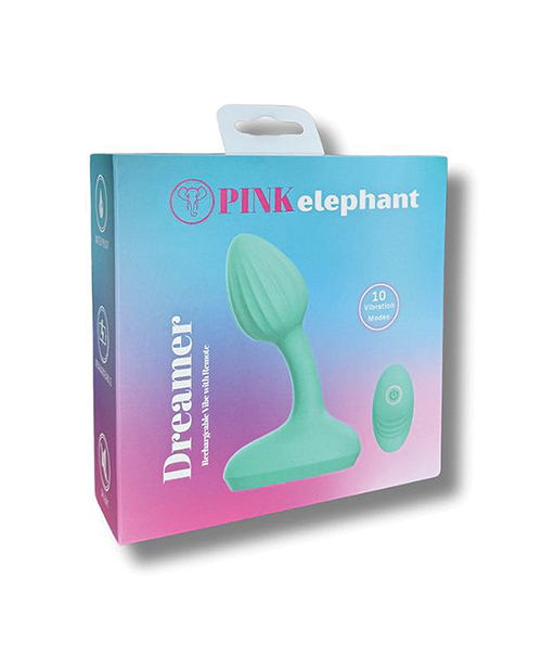 Pink Elephant Dreamer Rechargeable Vibe With Remote - Aqua