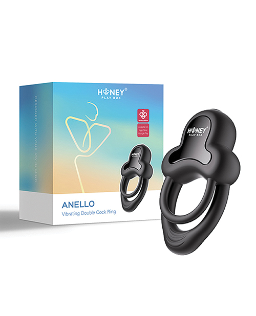 Anello Vibrating Double Cock Ring With Clitoral Stimulator - Black