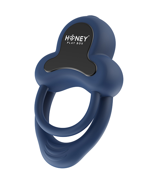Anello Vibrating Double Cock Ring With Clitoral Stimulator - Blue