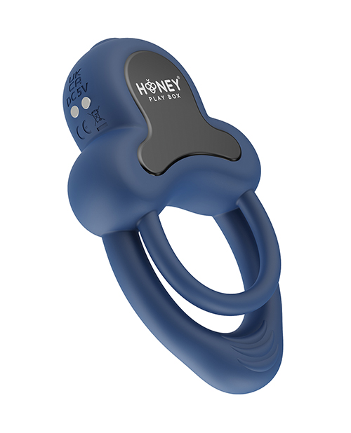 Anello Vibrating Double Cock Ring With Clitoral Stimulator - Blue