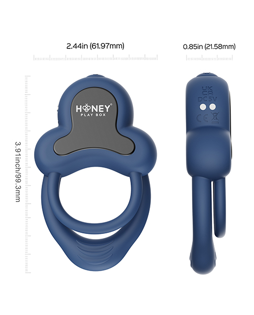 Anello Vibrating Double Cock Ring With Clitoral Stimulator - Blue