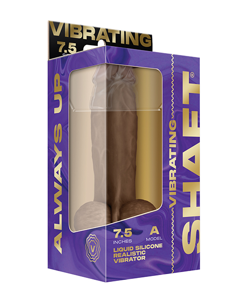 Shaft Flexskin Liquid Silicone 7.5" Vibrating Dong With Balls - Oak