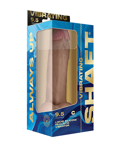 Shaft Flexskin Liquid Silicone 9.5" Vibrating Curved Dong With Balls - Pine
