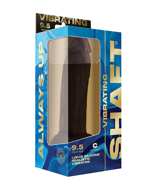 Shaft Flexskin Liquid Silicone 9.5" Vibrating Curved Dong With Balls - Mahogany