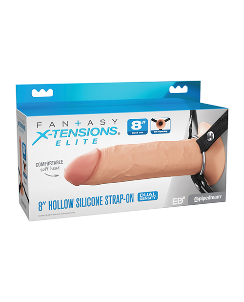 Fantasy X-Tensions Elite 8" Silicone Hollow Strap-on With Harness - Light