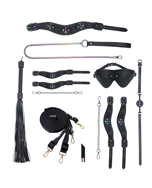 Shots Ouch! Venice Collection Bondage Kit With Bag - Black/Iridescent