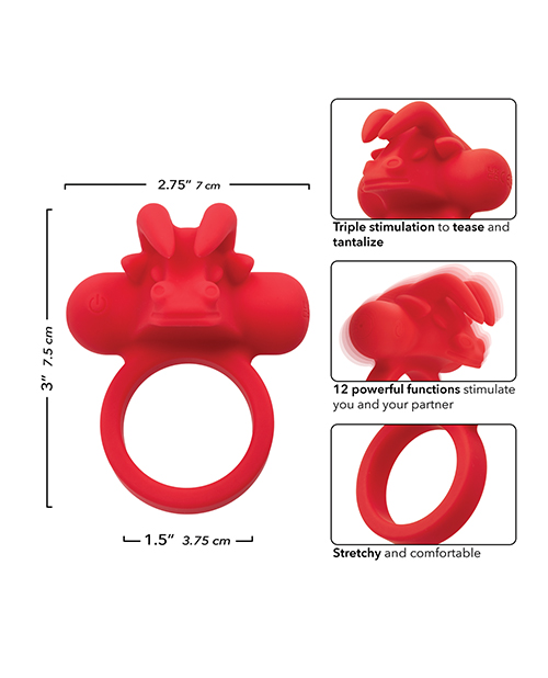 Couple's Enhancer Silicone Rechargeable The Matador Enhancer With Triple Stimulation - Red