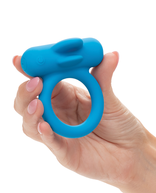 Couple's Enhancer Silicone Rechargeable Double Trouble Enhancer With Flickering Dual Teasers - Blue