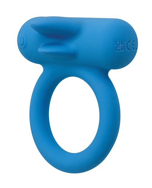 Couple's Enhancer Silicone Rechargeable Double Trouble Enhancer With Flickering Dual Teasers - Blue