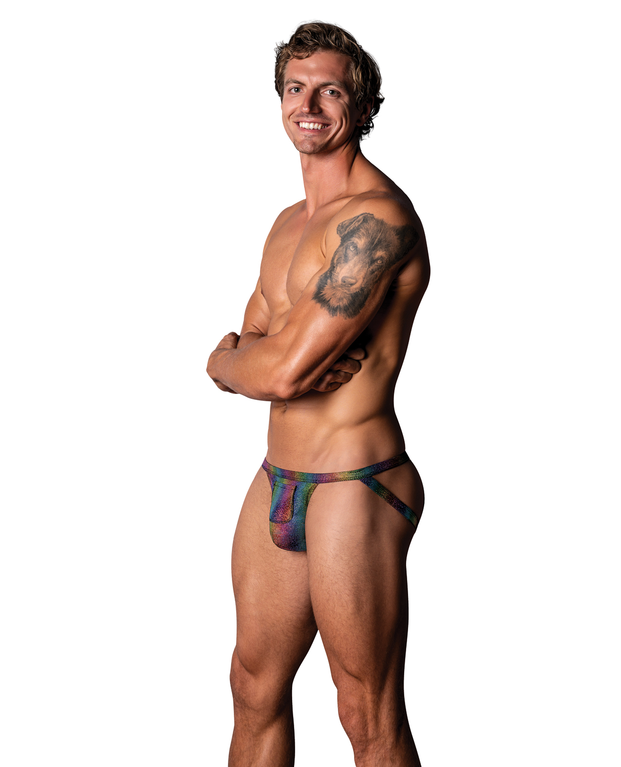Pack & Play Jock With Front Condom Pocket - Rainbow S/M