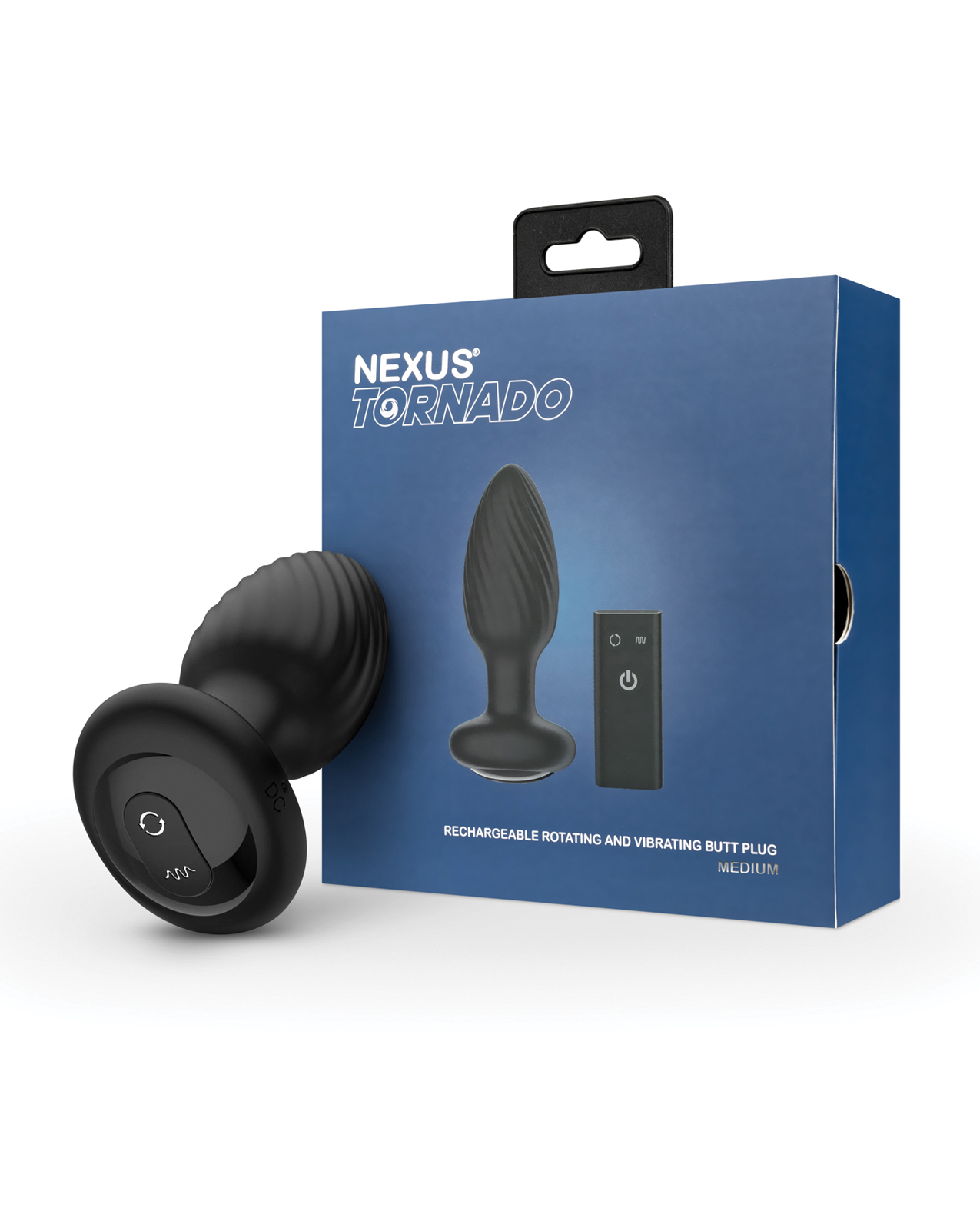 Nexus Tornado Rotating & Vibrating Medium Butt Plug With Remote - Black