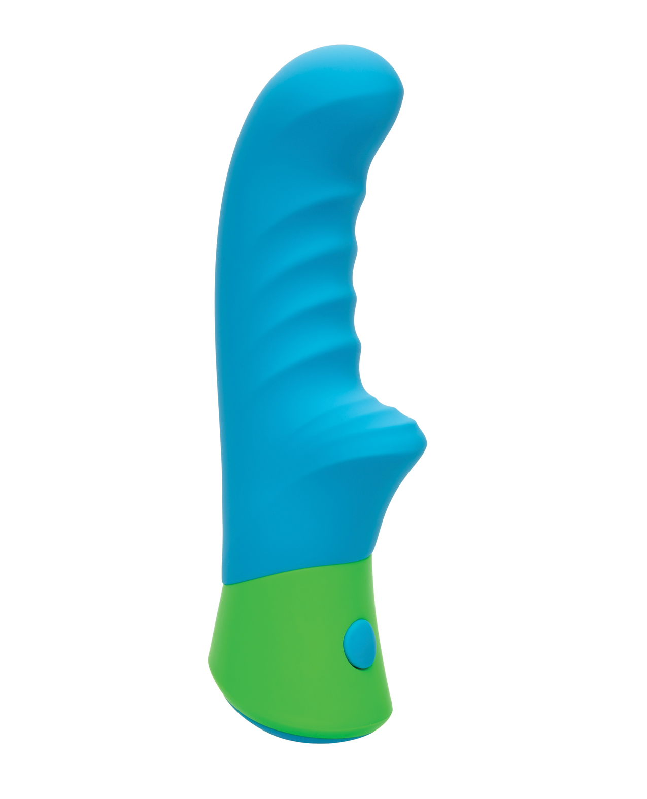 Rave Ridged-G Massager With Rippled Shaft & Stimulator - Blue/Green