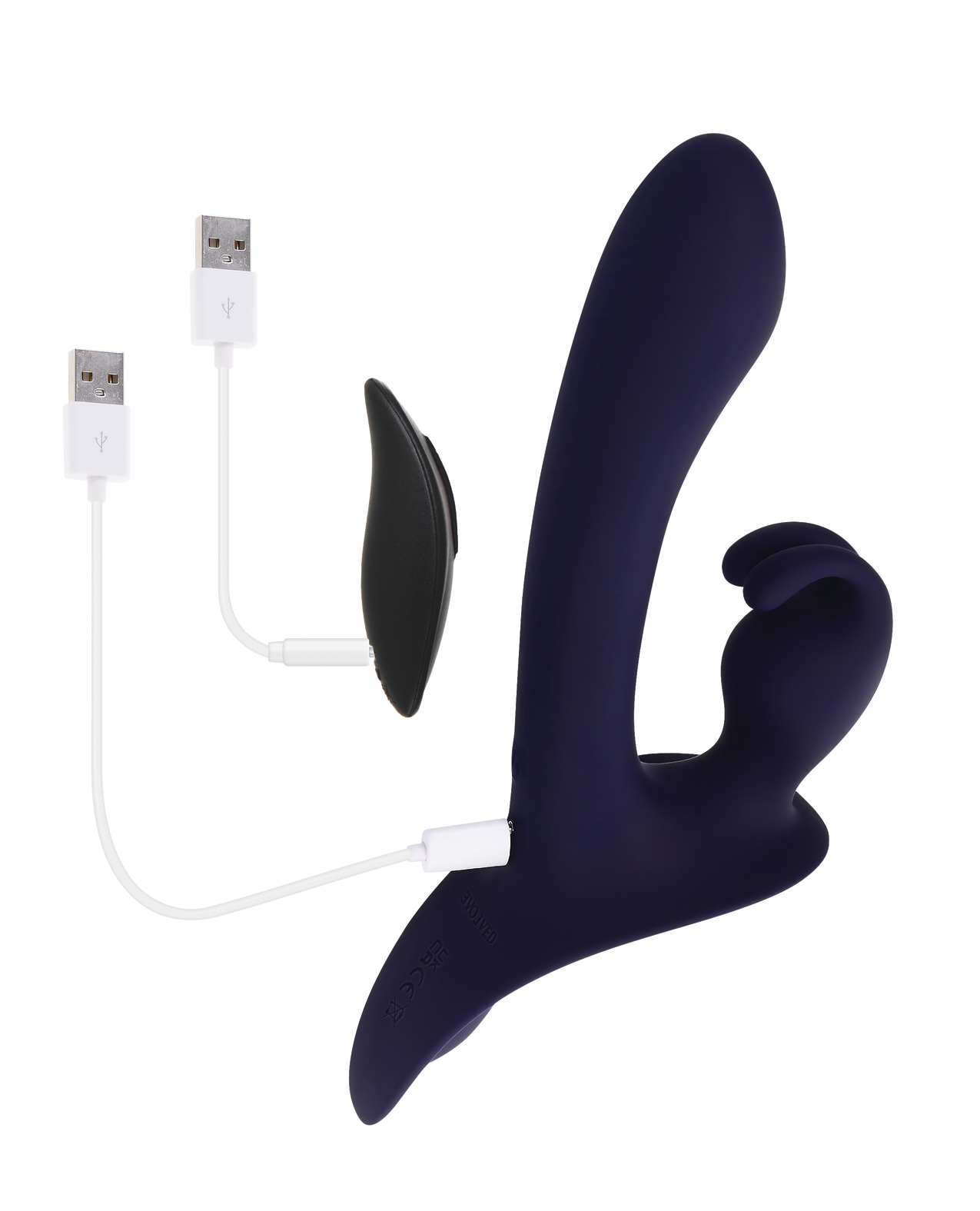 Evolved Giving Vibes Strap-On Bunny Eared Stimulator With Remote Control - Purple