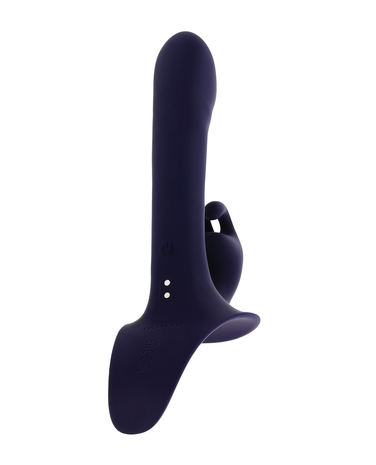Evolved Giving Vibes Strap-On Bunny Eared Stimulator With Remote Control - Purple