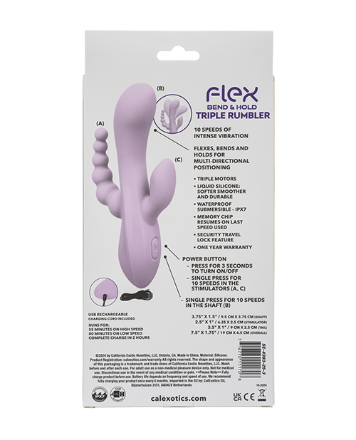 Flex Bend & Hold Triple Rumbler Triple Motor Massager - Purple