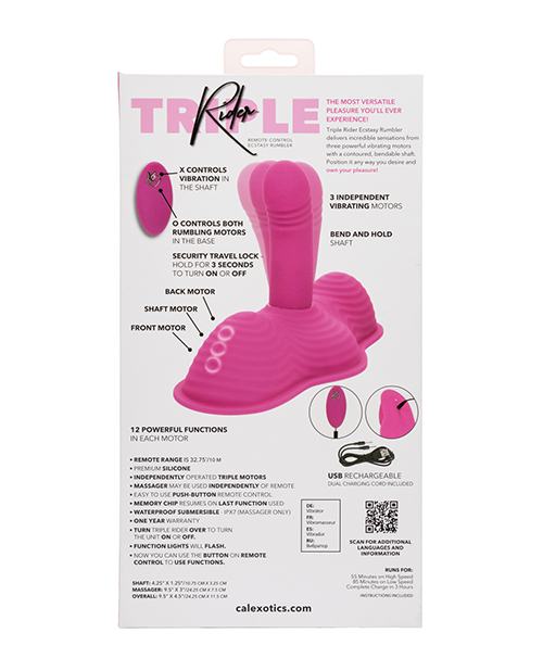 Triple Rider Remote Control Ecstasy Rumbler - Pink