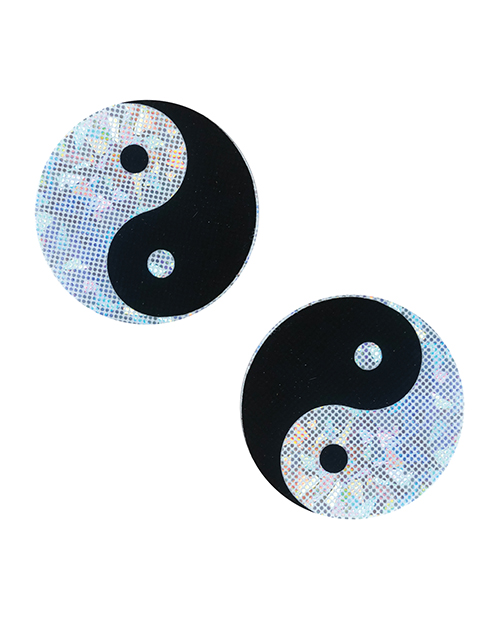 Neva Nude Ying Yang Holographic Fun Pasties - Black Silver O/S